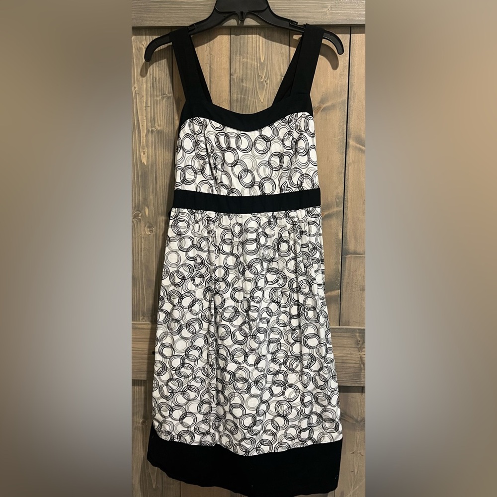 Motherhood Maternity Sleeveless Summer Cotton Dress Small Black White Lined EUC